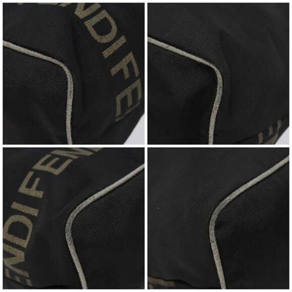 FENDI Hand Bag Nylon Black Gold Auth ep9113 - Picture 14 of 16